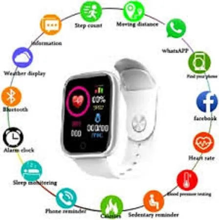 D20 Smart Watch white Men Blood Pressure Waterproof Smartwatch