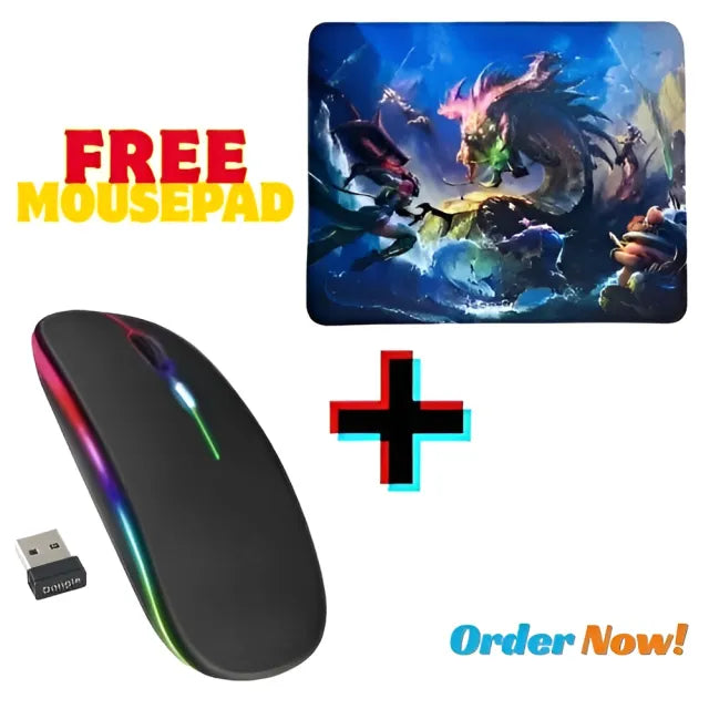 Rechargeable Bluetooth Wireless Dual Mode RGB Silent Click Mouse
