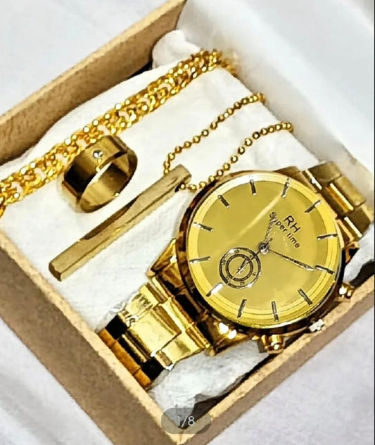 business steel straps round dial wrist