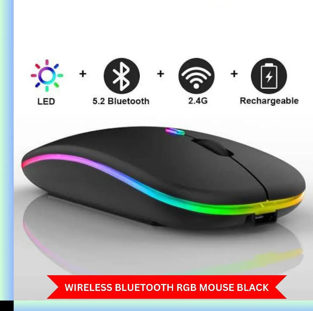 Rechargeable Bluetooth Wireless Dual Mode RGB Silent Click Mouse