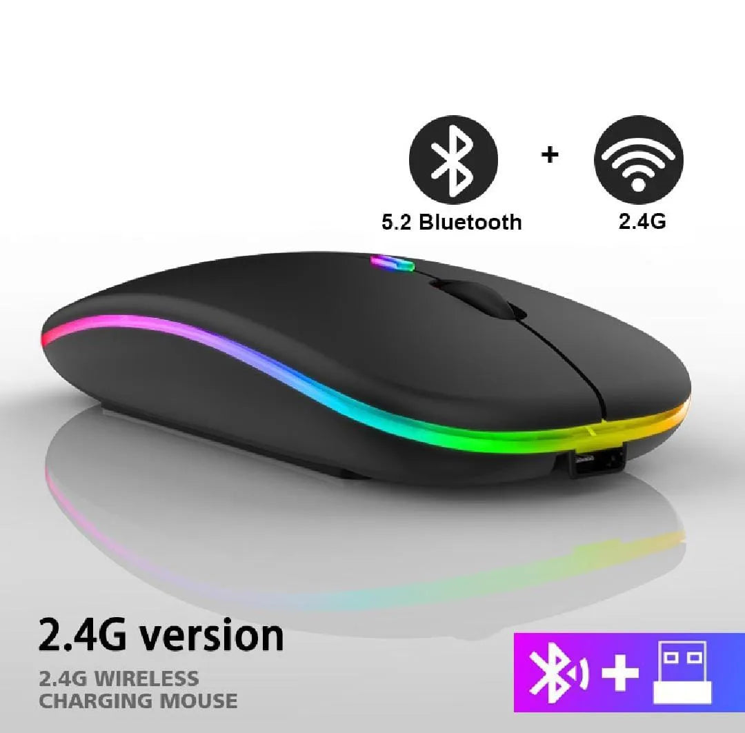 Rechargeable Bluetooth Wireless Dual Mode RGB Silent Click Mouse