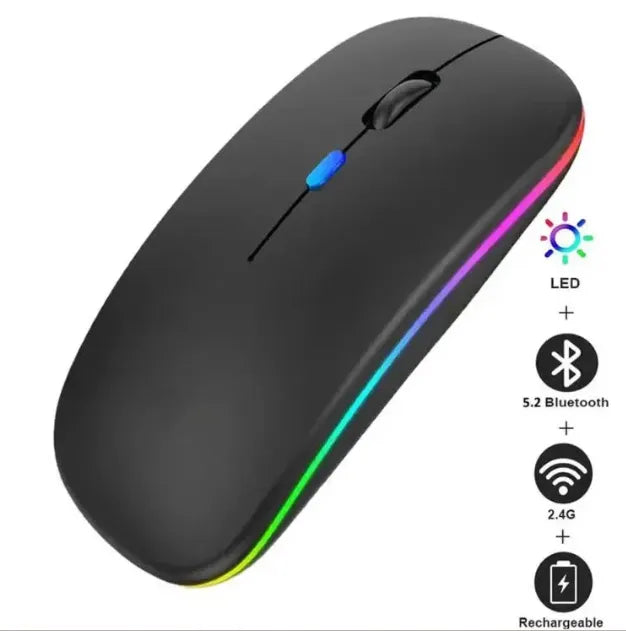 Rechargeable Bluetooth Wireless Dual Mode RGB Silent Click Mouse